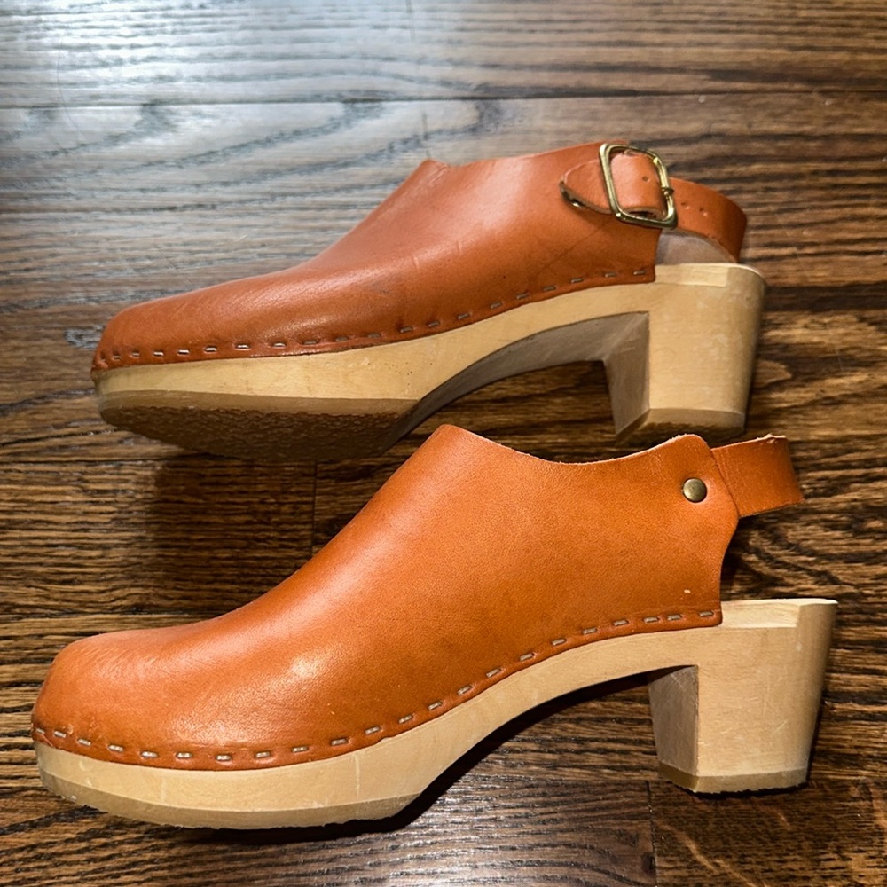 Classic Bryr Suzie Whisky Leather Clogs low heel 36 6.5 As is - Picture 7 of 11